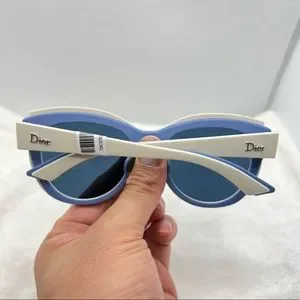 Dior Sunglasses New Authentic White and Blue Two Tone Christian Dior DIORPACIFIC S1U White Blue Blue Lens Women  main image 4